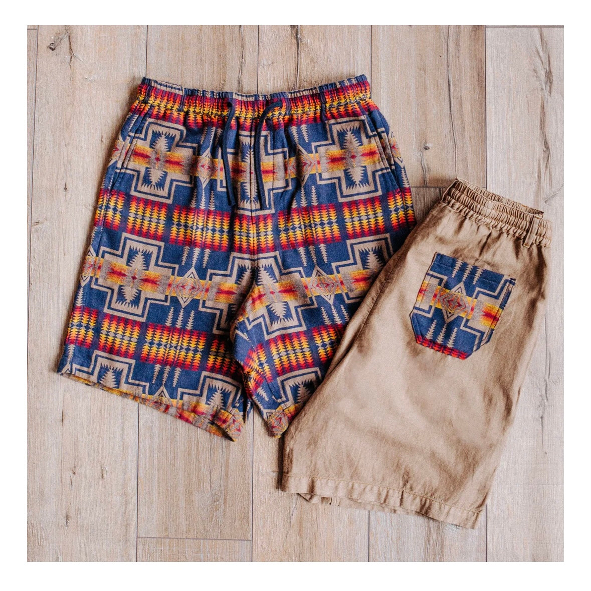 Pendleton Utility Patchwork Shorts (Harding Capsule) Khaki/Harding