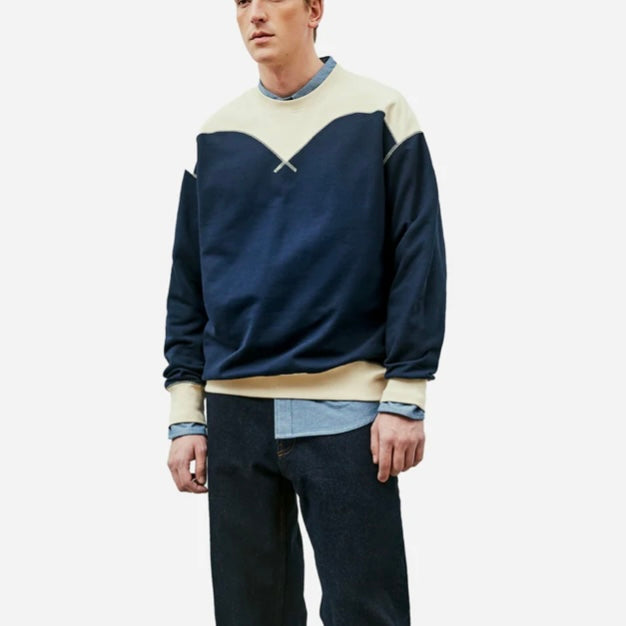 Uniform Bridge Two Tone Sweatshirt- Navy/Ecru