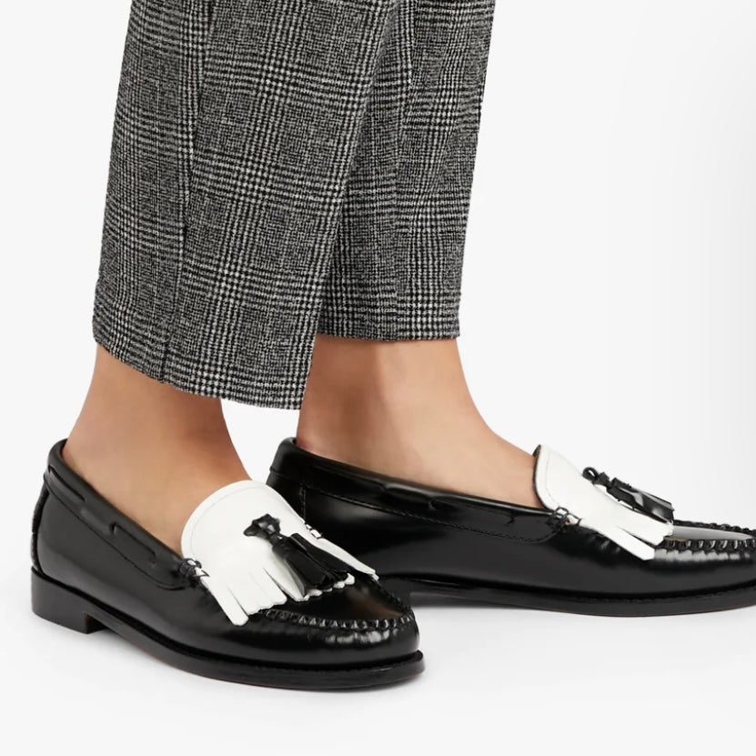 G H Bass Weejuns Esther Kiltie Black & White Women’s