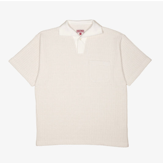 Dubbleware Rowley Vintage Jaquard Polo Shirt Ecru