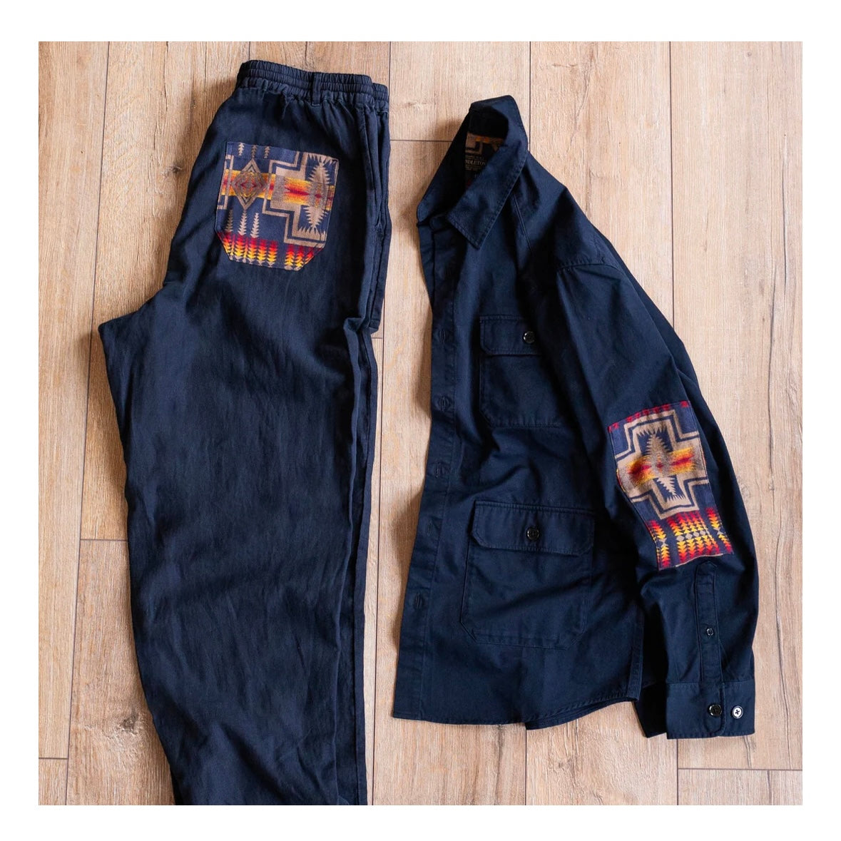 Pendleton Utility Patchwork Pant (The Harding Capsule) - Navy/Harding