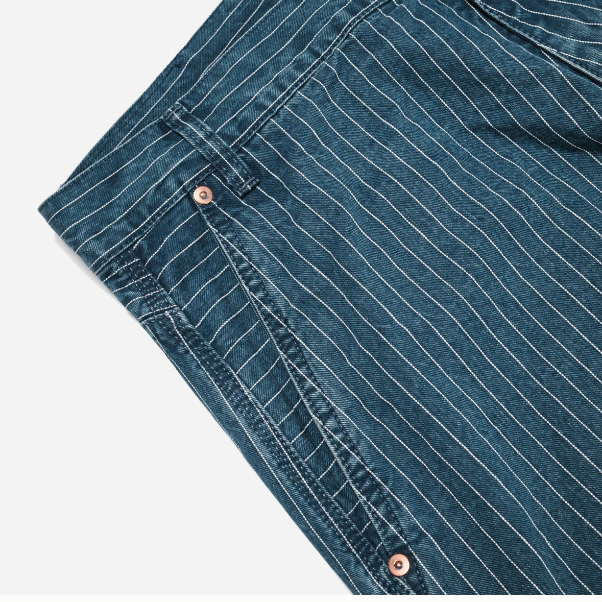 Dubbleware Relaxed Carpenter Pant Made in Italy-Washed Pinstripe Blue