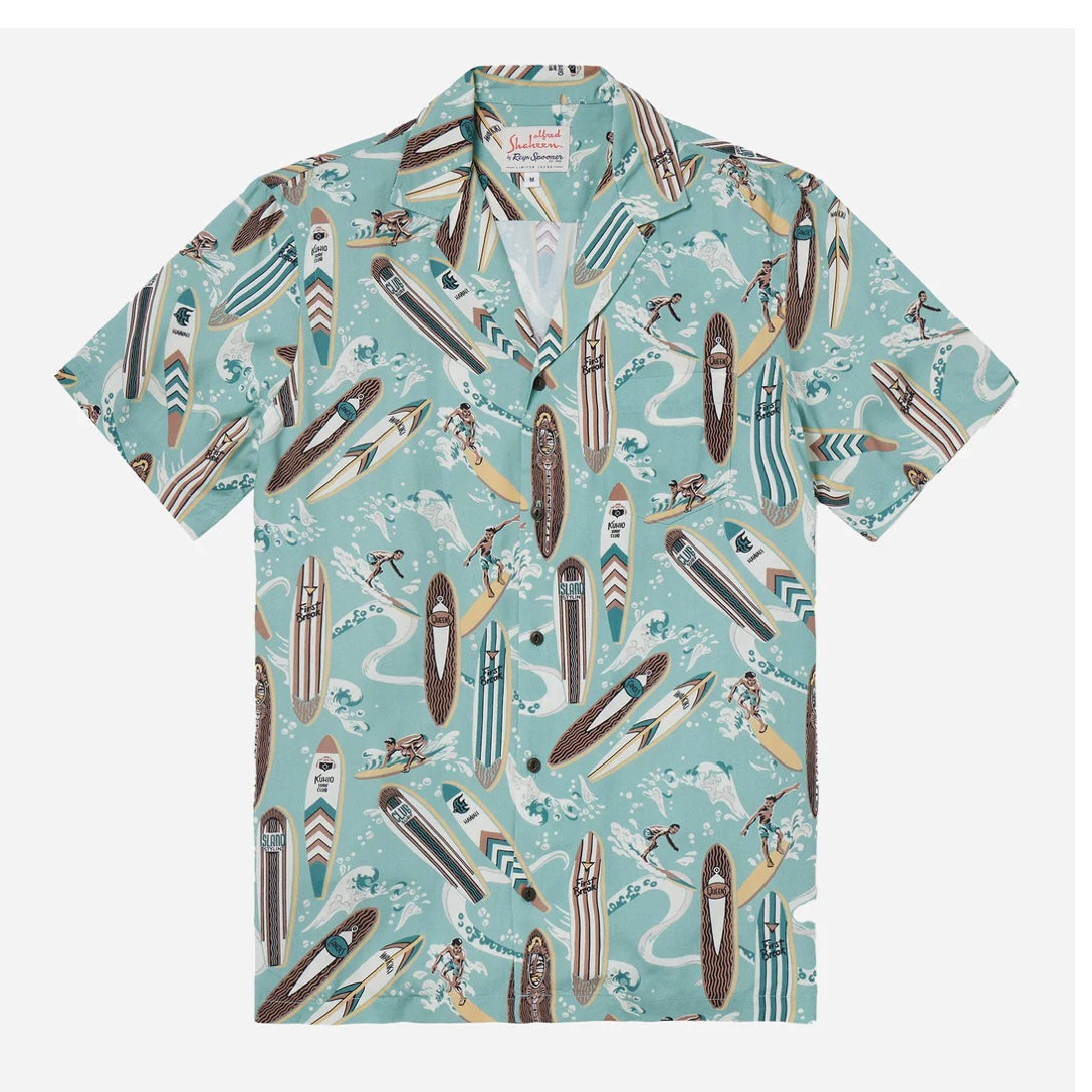 Reyn Spooner Longboards Camp Shirt - Sea Foam