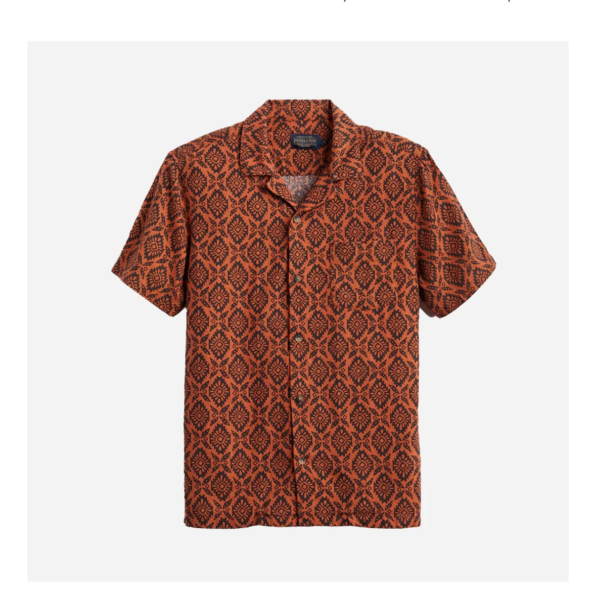 Pendleton Linen Camp Shirt - Medallion Spice Red