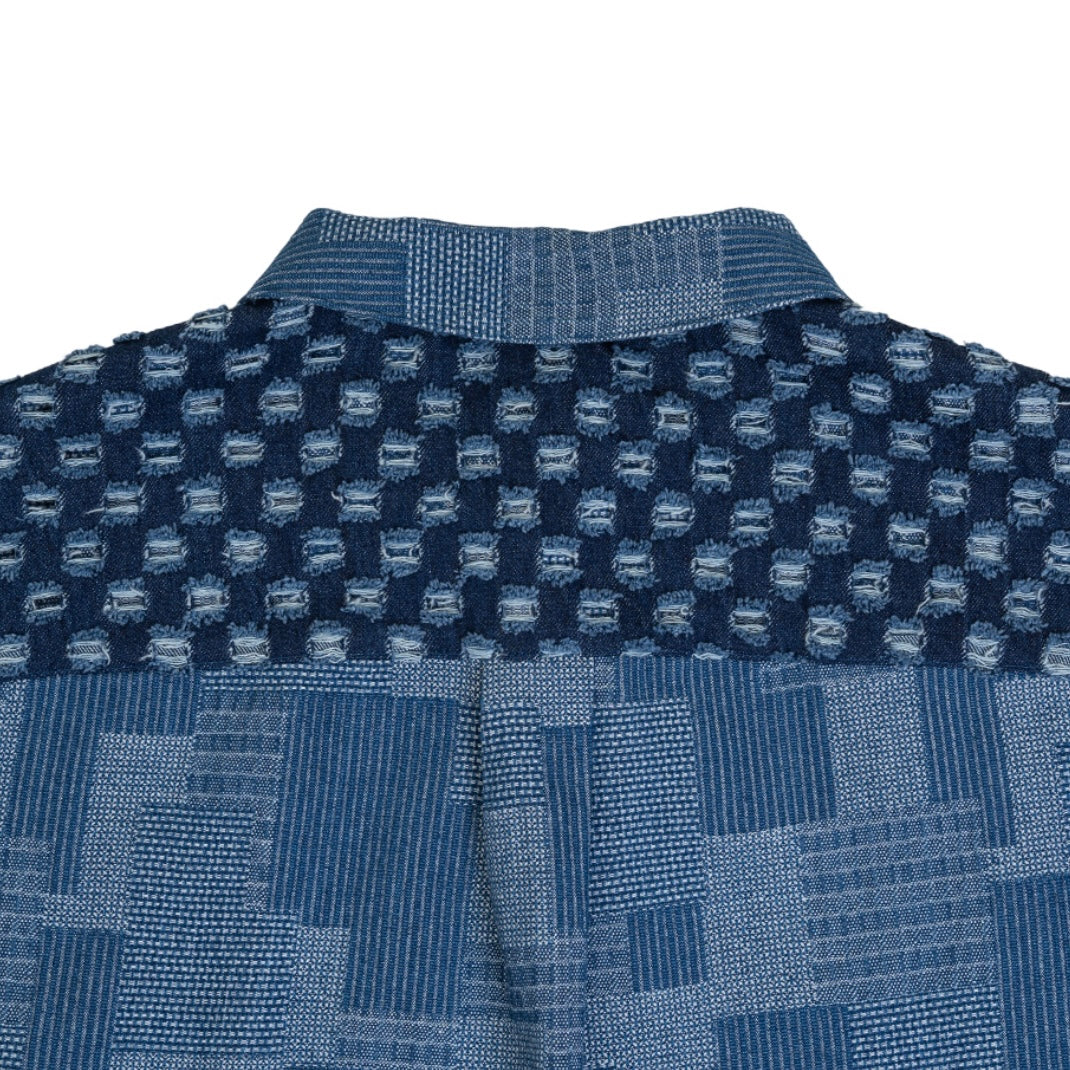 Darenimo Denim Jacquard Short Sleeved Shirt