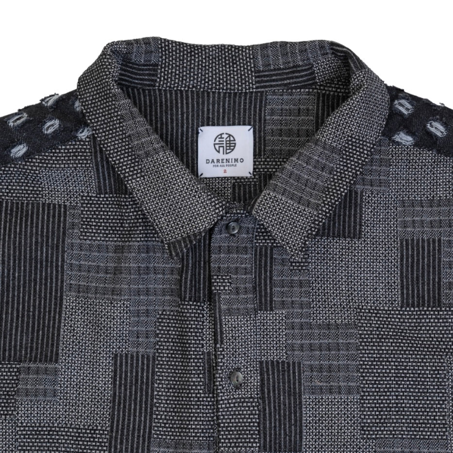 Darenimo Denim Jacquard Short Sleeved Shirt