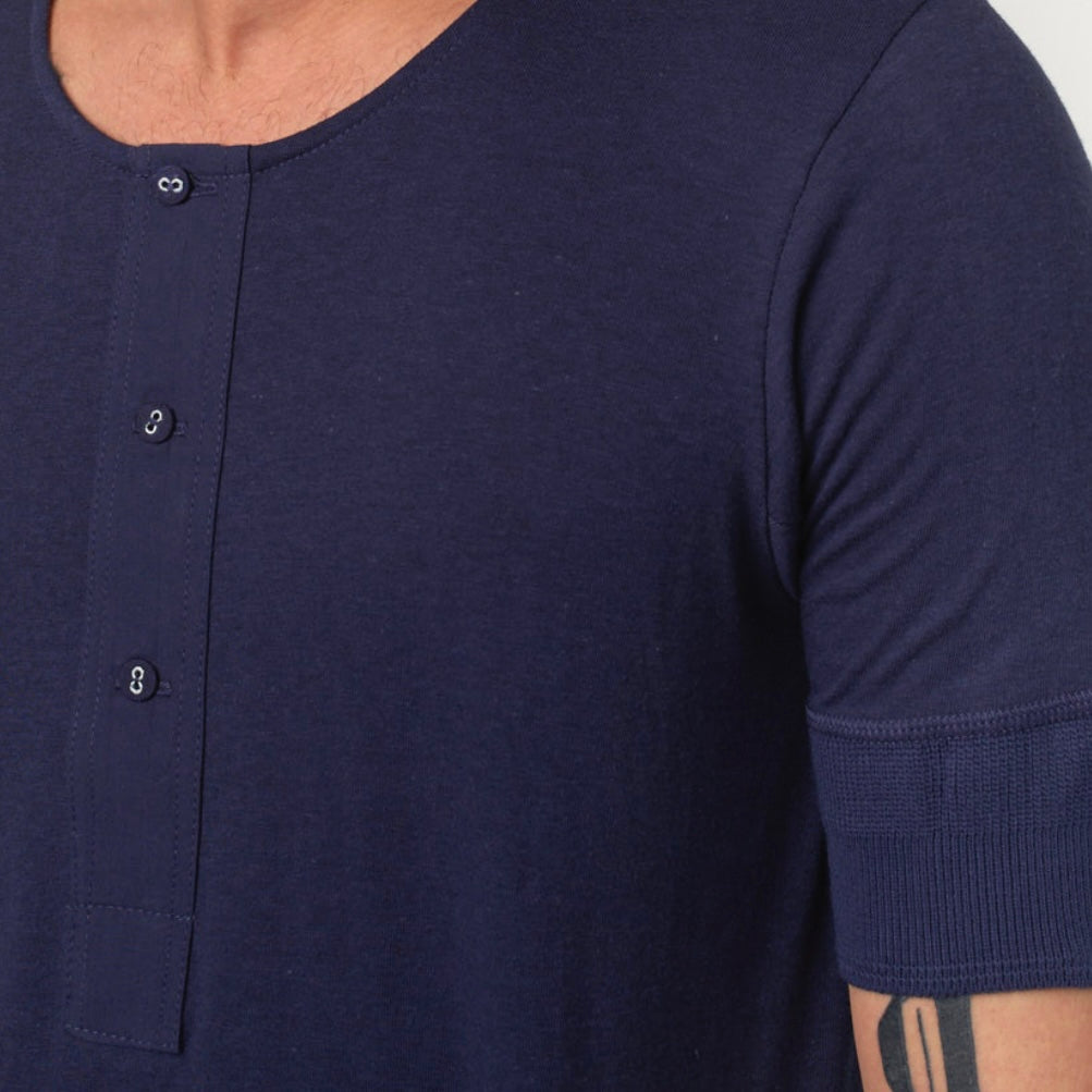 Merz B Schwanen Loopwheeled Short Sleeved Henley Classic fit