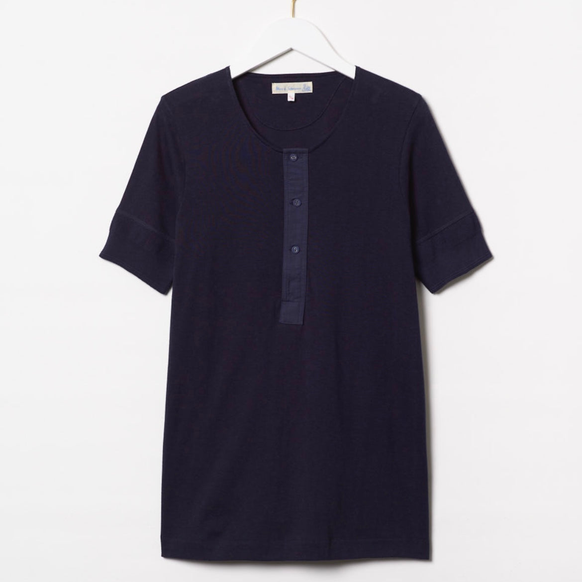 Merz B Schwanen Loopwheeled Short Sleeved Henley Classic fit